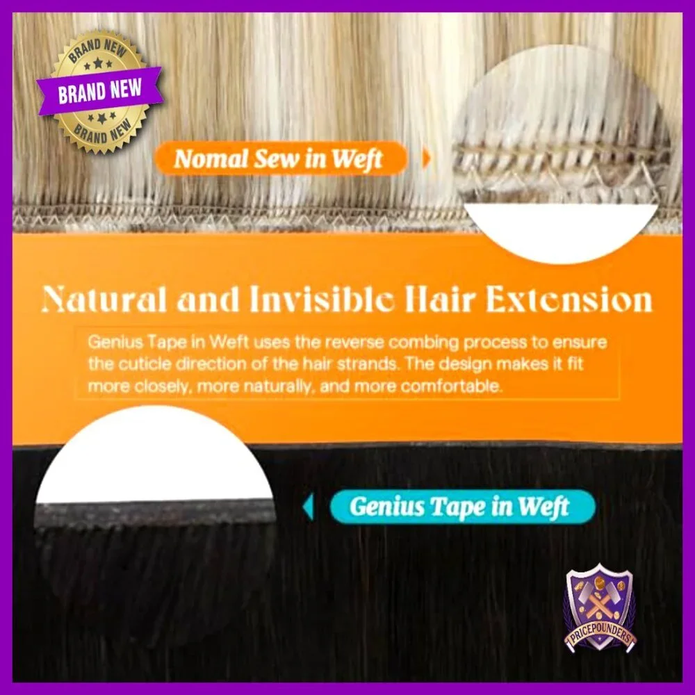 Human Hair Tape-In Extensions 50g Thin Weft No Visible Tracks Reusable